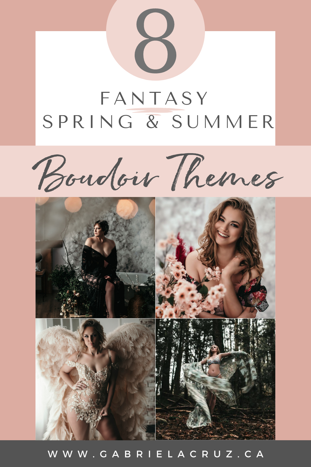 8 fantasy spring & summer boudoir photoshoot themes from Edmonton and Vancouver based boudoir studio Gabriela Cruz Photography